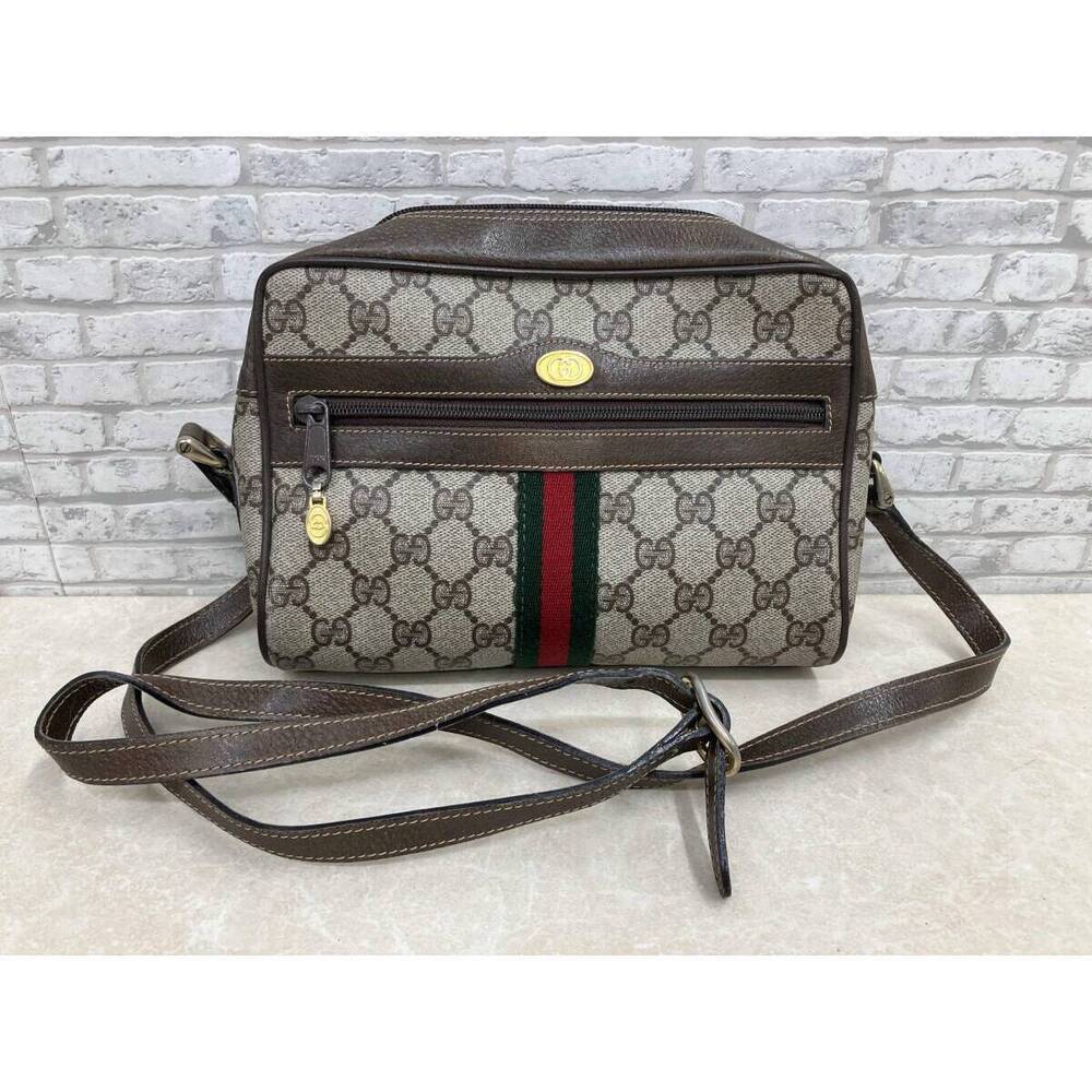 GUCCI Shoulder Bag GG Sherry Brown Interior deteriorated
